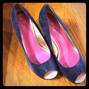 👠SALE👠Lilly Pulitzer Peep Saffiano Leather Wedge